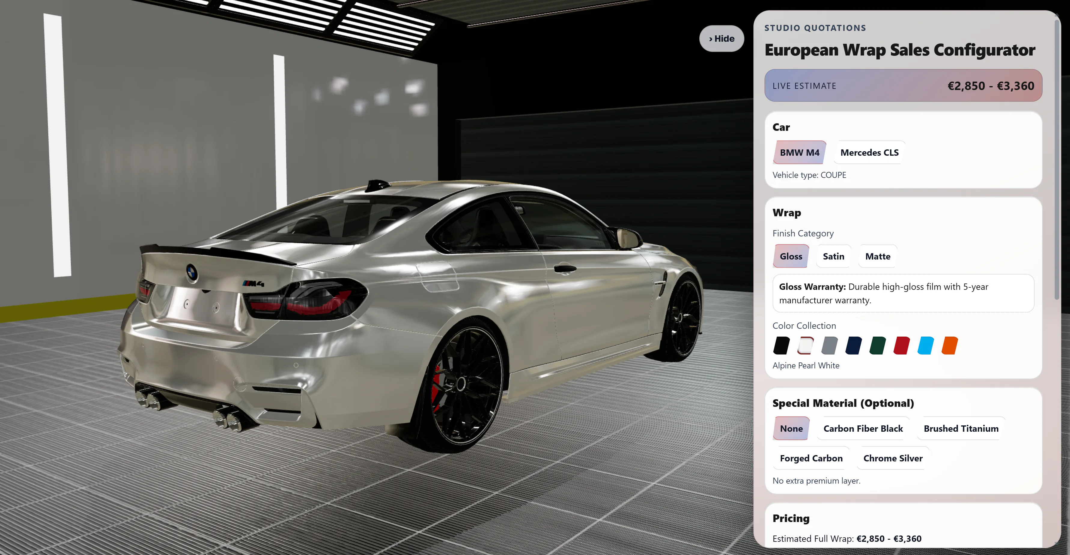 PPF configurator preview